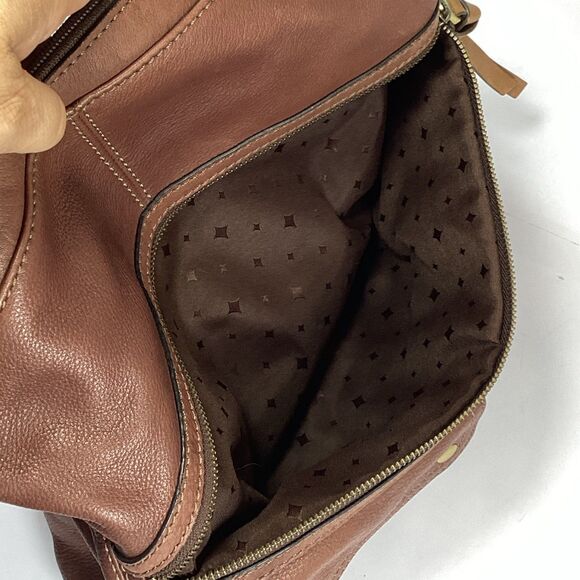 Fossil Brown Leather Morgan Traveler Crossbody Messenger Bag Purse - Picture 9 of 15